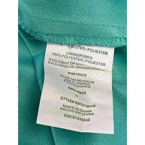 GB Women’s Mint Green & White Geometric Fit & Flare Dress Size Large - Picture 4 of 6